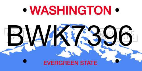 BWK7396 Washington License Plate