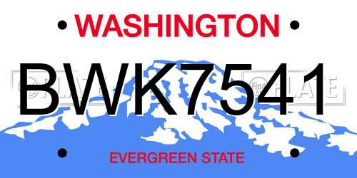 BWK7541 Washington License Plate