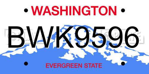 BWK9596 Washington License Plate