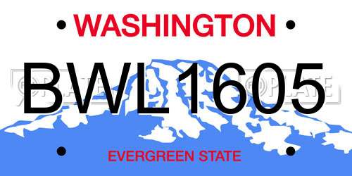 BWL1605 Washington License Plate