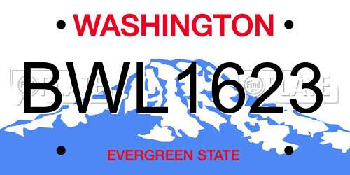 BWL1623 Washington License Plate