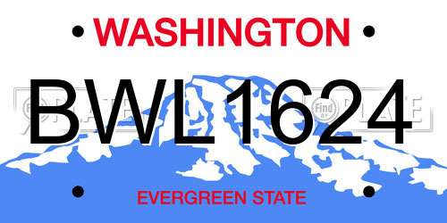 BWL1624 Washington License Plate