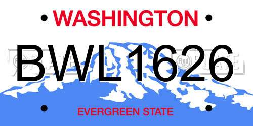 BWL1626 Washington License Plate