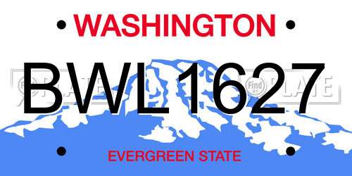 BWL1627 Washington License Plate