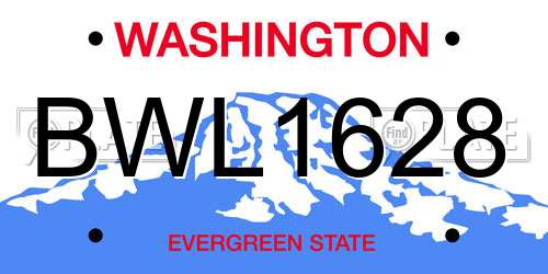 BWL1628 Washington License Plate