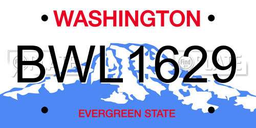 BWL1629 Washington License Plate