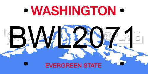 BWL2071 Washington License Plate