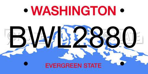 BWL2880 Washington License Plate