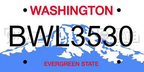 BWL3530 Washington License Plate