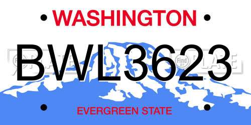 BWL3623 Washington License Plate