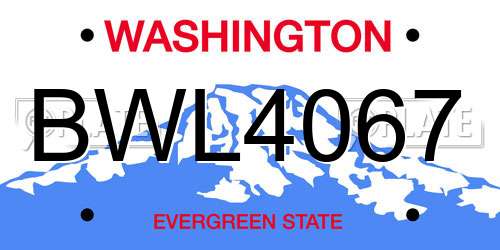 BWL4067 Washington License Plate