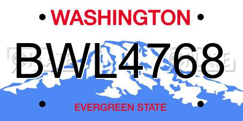 BWL4768 Washington License Plate