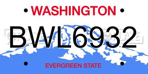 BWL6932 Washington License Plate
