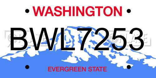BWL7253 Washington License Plate