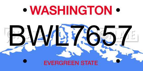 BWL7657 Washington License Plate