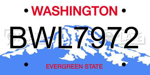 BWL7972 Washington License Plate