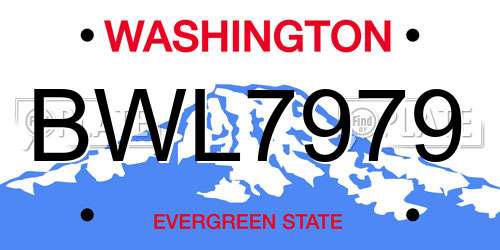 BWL7979 Washington License Plate