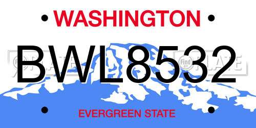 BWL8532 Washington License Plate