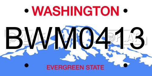 BWM0413 Washington License Plate