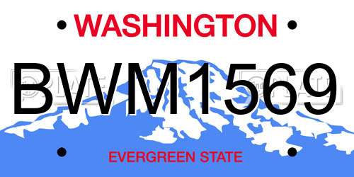BWM1569 Washington License Plate