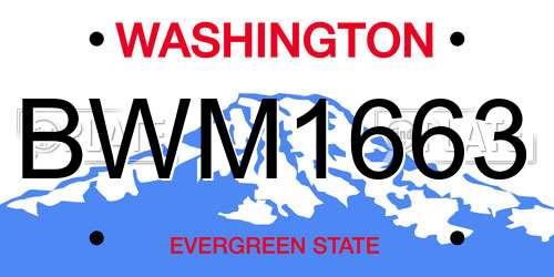BWM1663 Washington License Plate