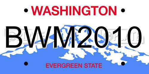 BWM2010 Washington License Plate