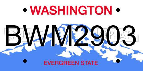 BWM2903 Washington License Plate