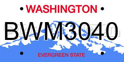 BWM3040 Washington License Plate