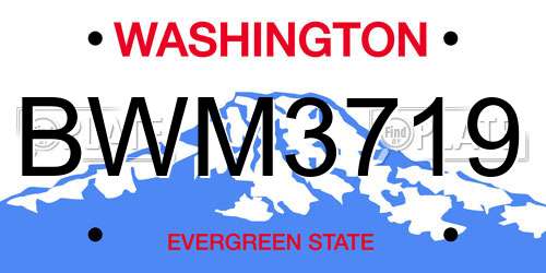 BWM3719 Washington License Plate