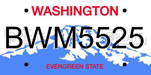 BWM5525 Washington License Plate