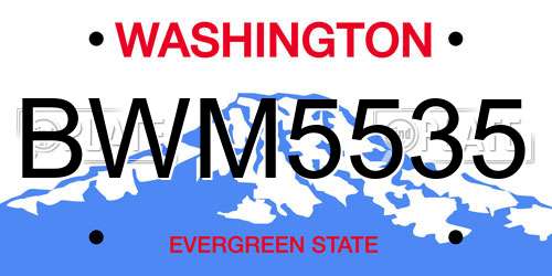 BWM5535 Washington License Plate