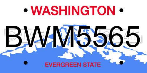 BWM5565 Washington License Plate