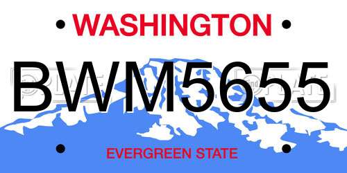 BWM5655 Washington License Plate