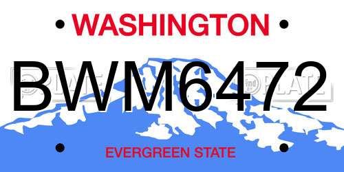 BWM6472 Washington License Plate