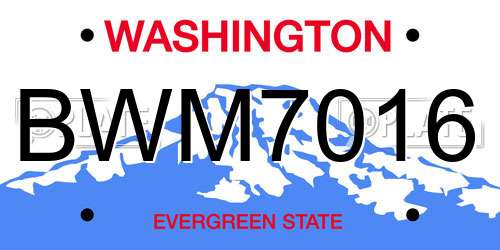 BWM7016 Washington License Plate