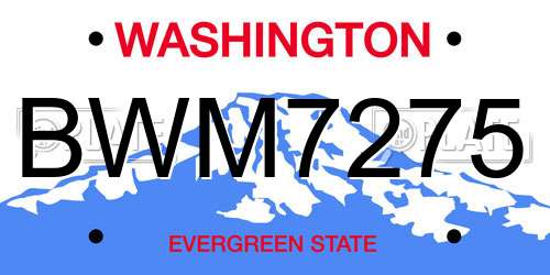 BWM7275 Washington License Plate