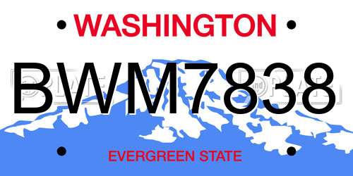 BWM7838 Washington License Plate