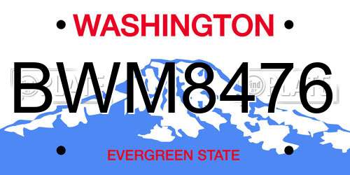 BWM8476 Washington License Plate
