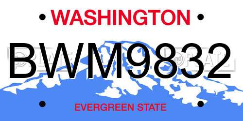 BWM9832 Washington License Plate