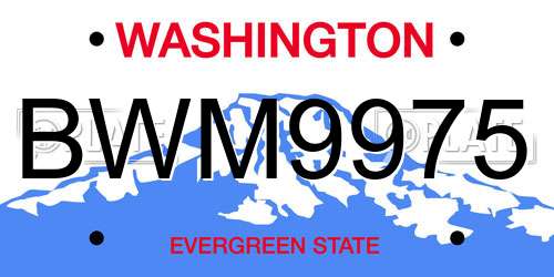 BWM9975 Washington License Plate