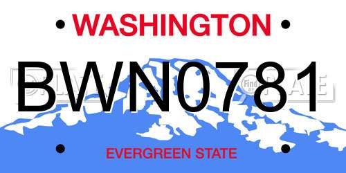 BWN0781 Washington License Plate