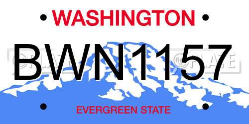 BWN1157 Washington License Plate