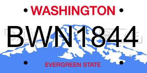 BWN1844 Washington License Plate