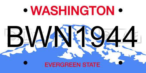 BWN1944 Washington License Plate