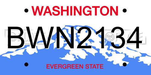 BWN2134 Washington License Plate