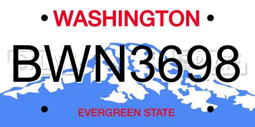 BWN3698 Washington License Plate