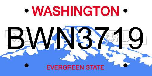 BWN3719 Washington License Plate
