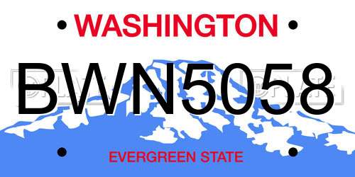 BWN5058 Washington License Plate