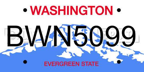 BWN5099 Washington License Plate