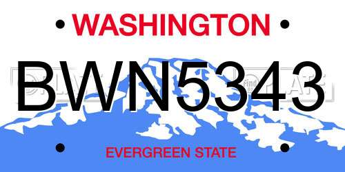 BWN5343 Washington License Plate